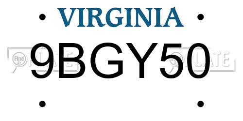 9BGY50 Virginia License Plate