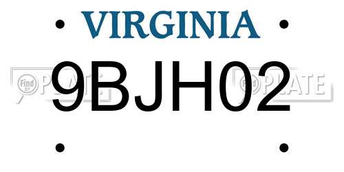 9BJH02 Virginia License Plate