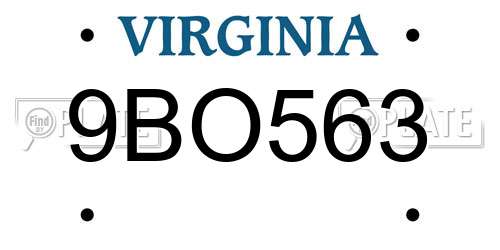 9BO563 Virginia License Plate