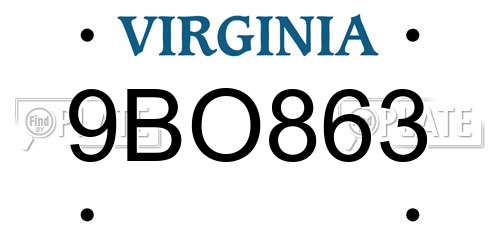 9BO863 Virginia License Plate
