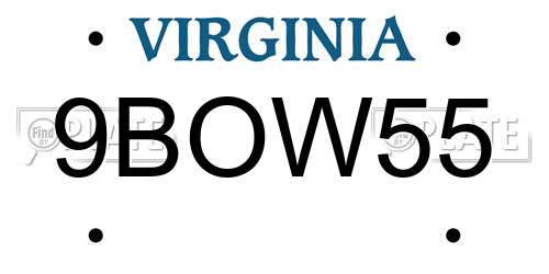 9BOW55 Virginia License Plate