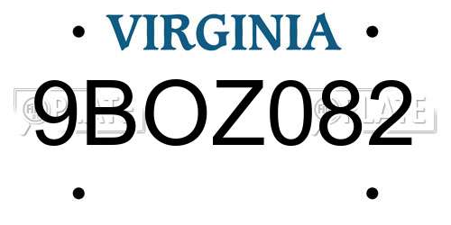 9BOZ082 Virginia License Plate