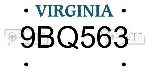 9BQ563 Virginia License Plate