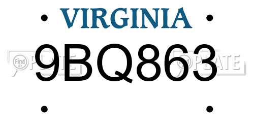 9BQ863 Virginia License Plate