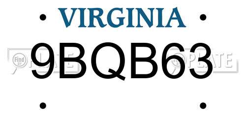 9BQB63 Virginia License Plate