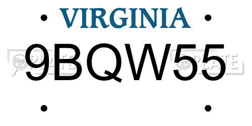 9BQW55 Virginia License Plate