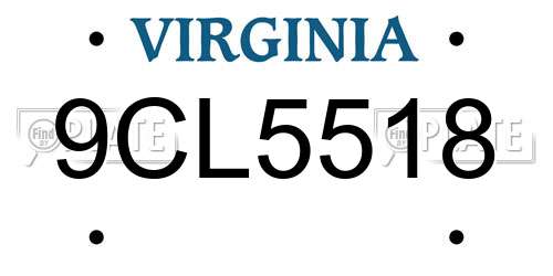 9CL5518 Virginia License Plate