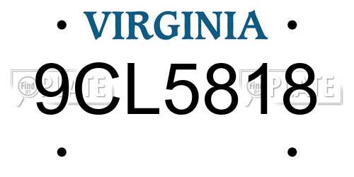 9CL5818 Virginia License Plate