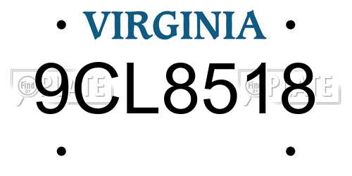 9CL8518 Virginia License Plate