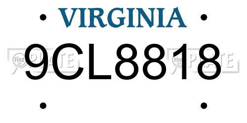 9CL8818 Virginia License Plate