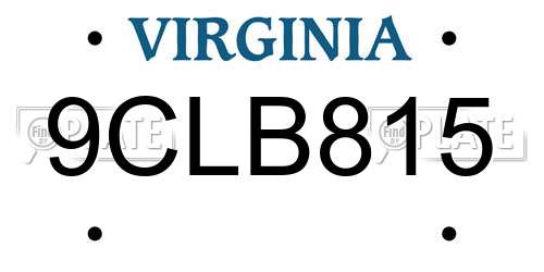 9CLB815 Virginia License Plate