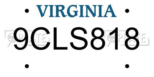 9CLS818 Virginia License Plate