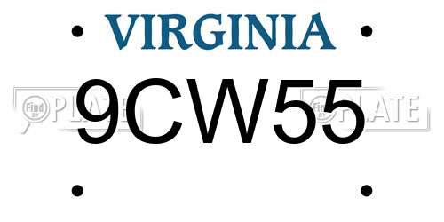 9CW55 Virginia License Plate