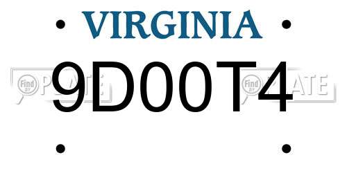 9D00T4 Virginia License Plate