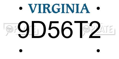 9D56T2 Virginia License Plate