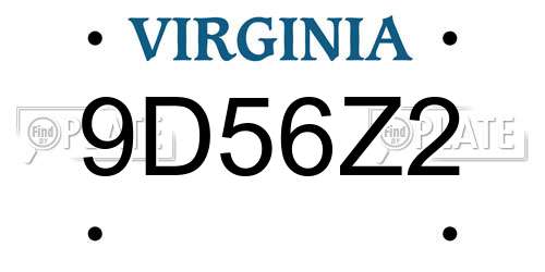 9D56Z2 Virginia License Plate