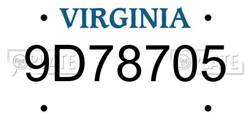 9D78705 Virginia License Plate