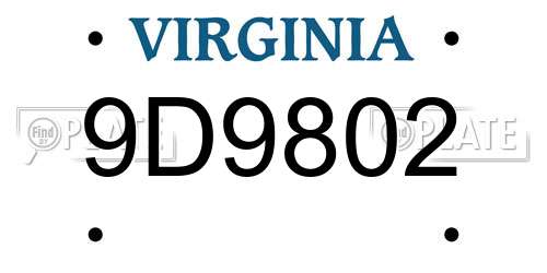 9D9802 Virginia License Plate