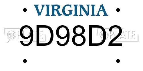 9D98D2 Virginia License Plate