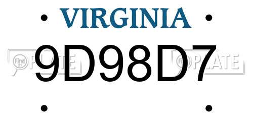 9D98D7 Virginia License Plate