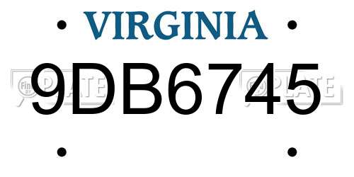 9DB6745 Virginia License Plate