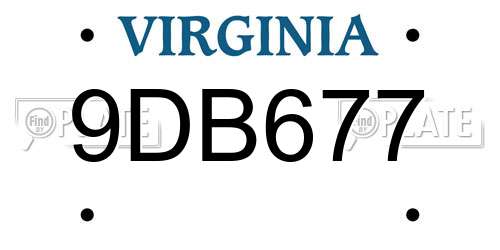 9DB677 Virginia License Plate