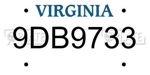 9DB9733 Virginia License Plate