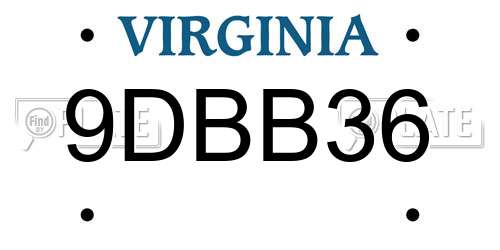 9DBB36 Virginia License Plate