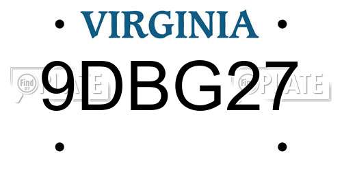 9DBG27 Virginia License Plate