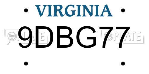 9DBG77 Virginia License Plate