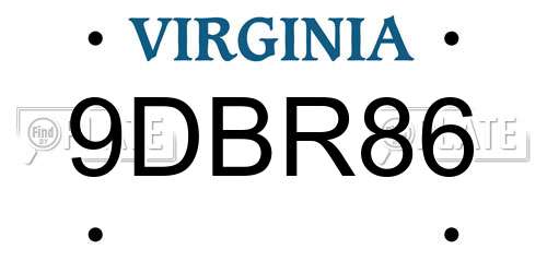 9DBR86 Virginia License Plate