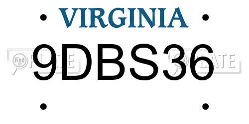 9DBS36 Virginia License Plate