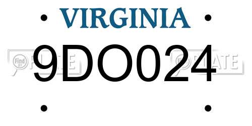 9DO024 Virginia License Plate