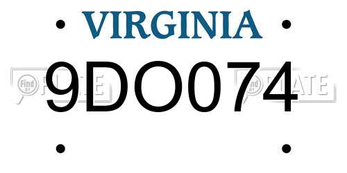 9DO074 Virginia License Plate