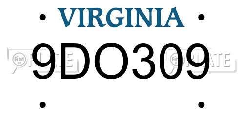 9DO309 Virginia License Plate