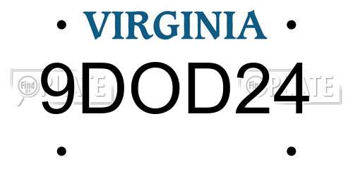 9DOD24 Virginia License Plate