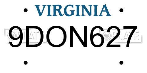 9DON627 Virginia License Plate