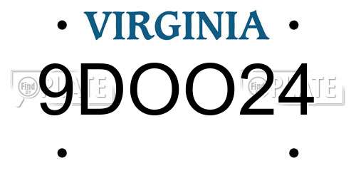 9DOO24 Virginia License Plate