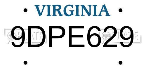 9DPE629 Virginia License Plate