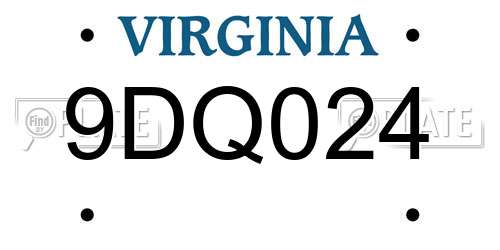9DQ024 Virginia License Plate
