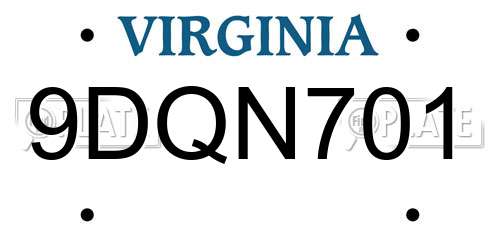 9DQN701 Virginia License Plate