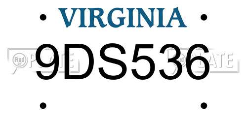 9DS536 Virginia License Plate