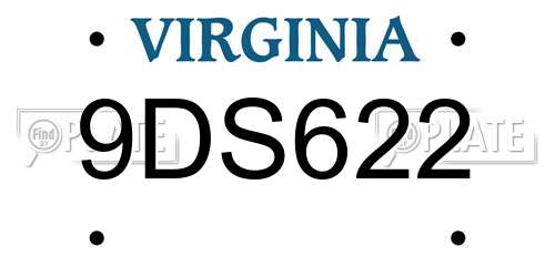9DS622 Virginia License Plate
