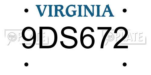 9DS672 Virginia License Plate