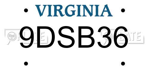 9DSB36 Virginia License Plate