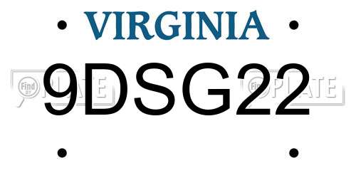 9DSG22 Virginia License Plate