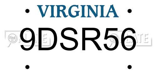 9DSR56 Virginia License Plate