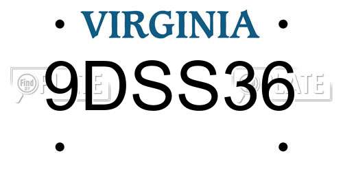 9DSS36 Virginia License Plate