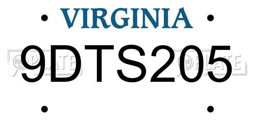 9DTS205 Virginia License Plate
