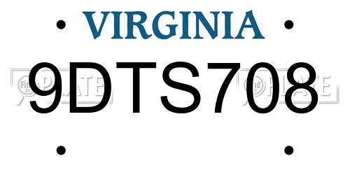 9DTS708 Virginia License Plate